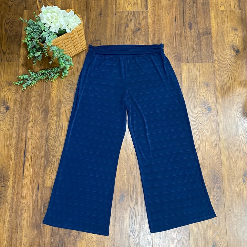 📘Jaclyn Smith Pull-On Wide-leg Deep Blue Pants